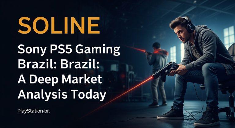 Brazilian gamers gathered around a PS5 in a busy gaming cafe, showcasing Brazil's growing PlayStation scene.