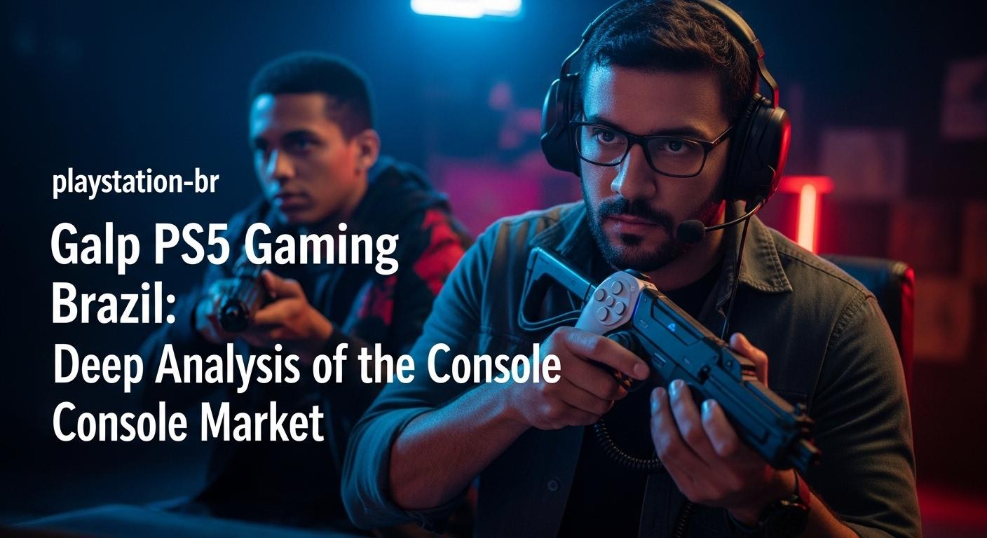 Editorial illustration of PS5 gaming market dynamics in Brazil.