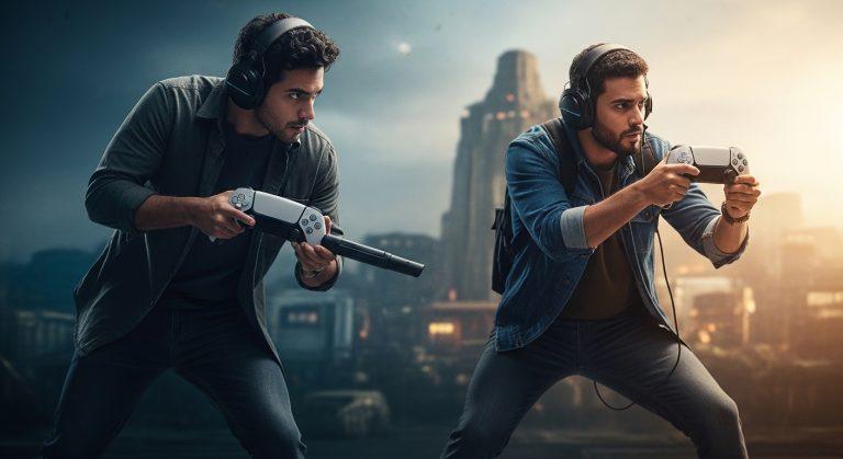 Brazilian gamer with PS5 setup and Amazon delivery box in background