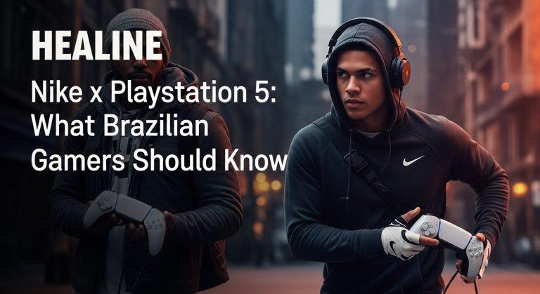 Concept art showing a PlayStation 5 with subtle Nike branding in a Brazilian gaming setup