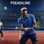 PlayStation 5 console with tennis court and Indian Wells branding in a Brazil-focused setting