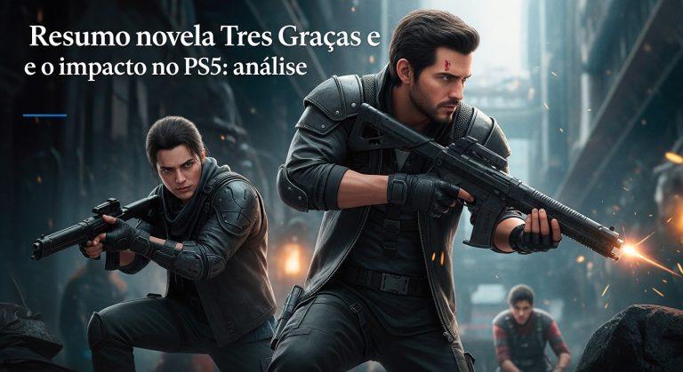 PS5 console beside a TV showing a telenovela discussion in Brazil