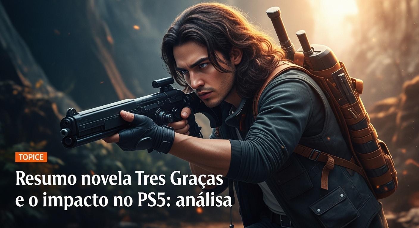 PS5 console beside a TV showing a telenovela discussion in Brazil