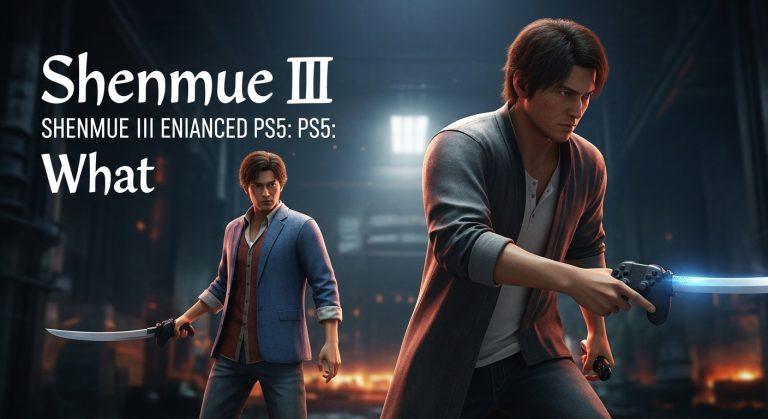 Brazilian gamer considering Shenmue III on PS5 with neon cityscape in the background.