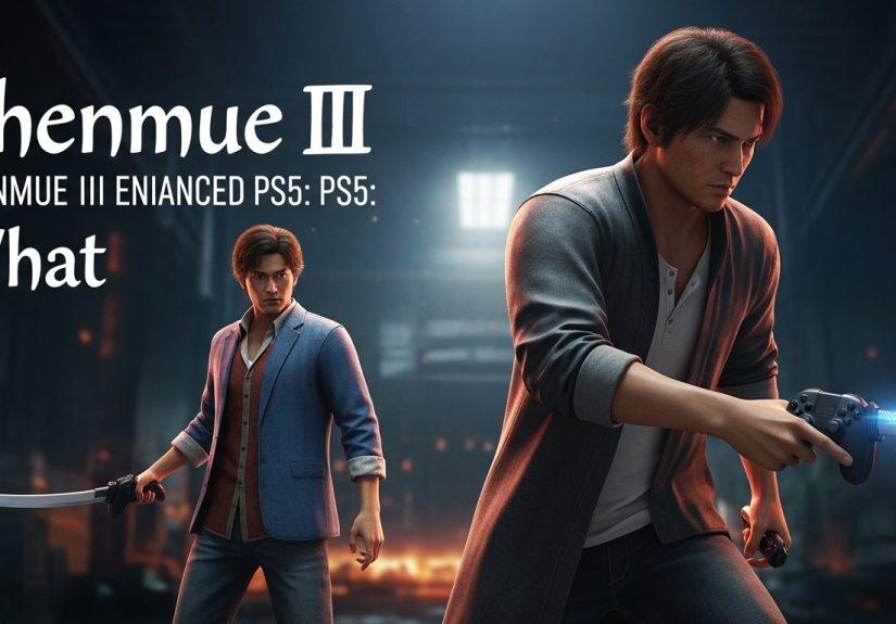 Brazilian gamer considering Shenmue III on PS5 with neon cityscape in the background.